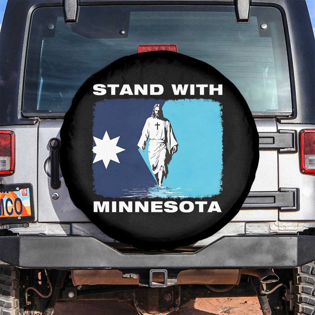 Stand with Minnesota Spare Tire Cover Christian Jesus Minnesota Strong Subtle Anti ICE TS14 No hole Black Print Your Wear