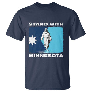 Stand with Minnesota T Shirt Christian Jesus Minnesota Strong Subtle Anti ICE TS14 Navy Print Your Wear