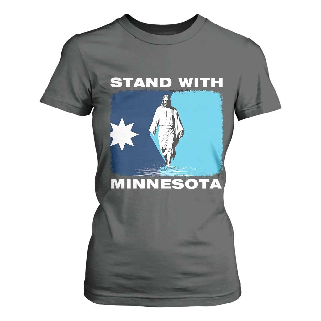 Stand with Minnesota T Shirt For Women Christian Jesus Minnesota Strong Subtle Anti ICE TS14 Dark Heather Print Your Wear