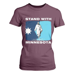 Stand with Minnesota T Shirt For Women Christian Jesus Minnesota Strong Subtle Anti ICE TS14 Maroon Print Your Wear