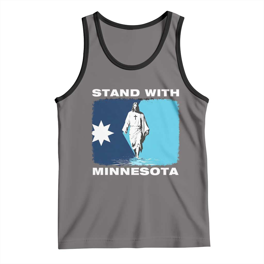 Stand with Minnesota Tank Top Christian Jesus Minnesota Strong Subtle Anti ICE TS14 Deep Heather Black Print Your Wear