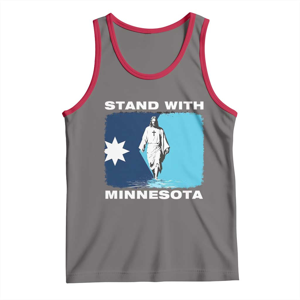 Stand with Minnesota Tank Top Christian Jesus Minnesota Strong Subtle Anti ICE TS14 Deep Heather Red Print Your Wear