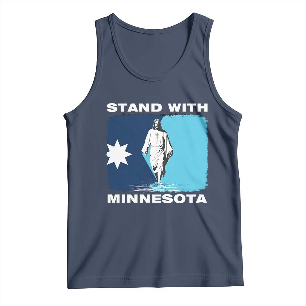 Stand with Minnesota Tank Top Christian Jesus Minnesota Strong Subtle Anti ICE TS14 Navy Print Your Wear