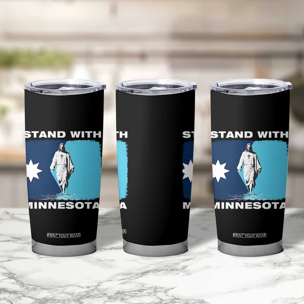 Stand with Minnesota Tumbler Cup Christian Jesus Minnesota Strong Subtle Anti ICE TS14 Print Your Wear