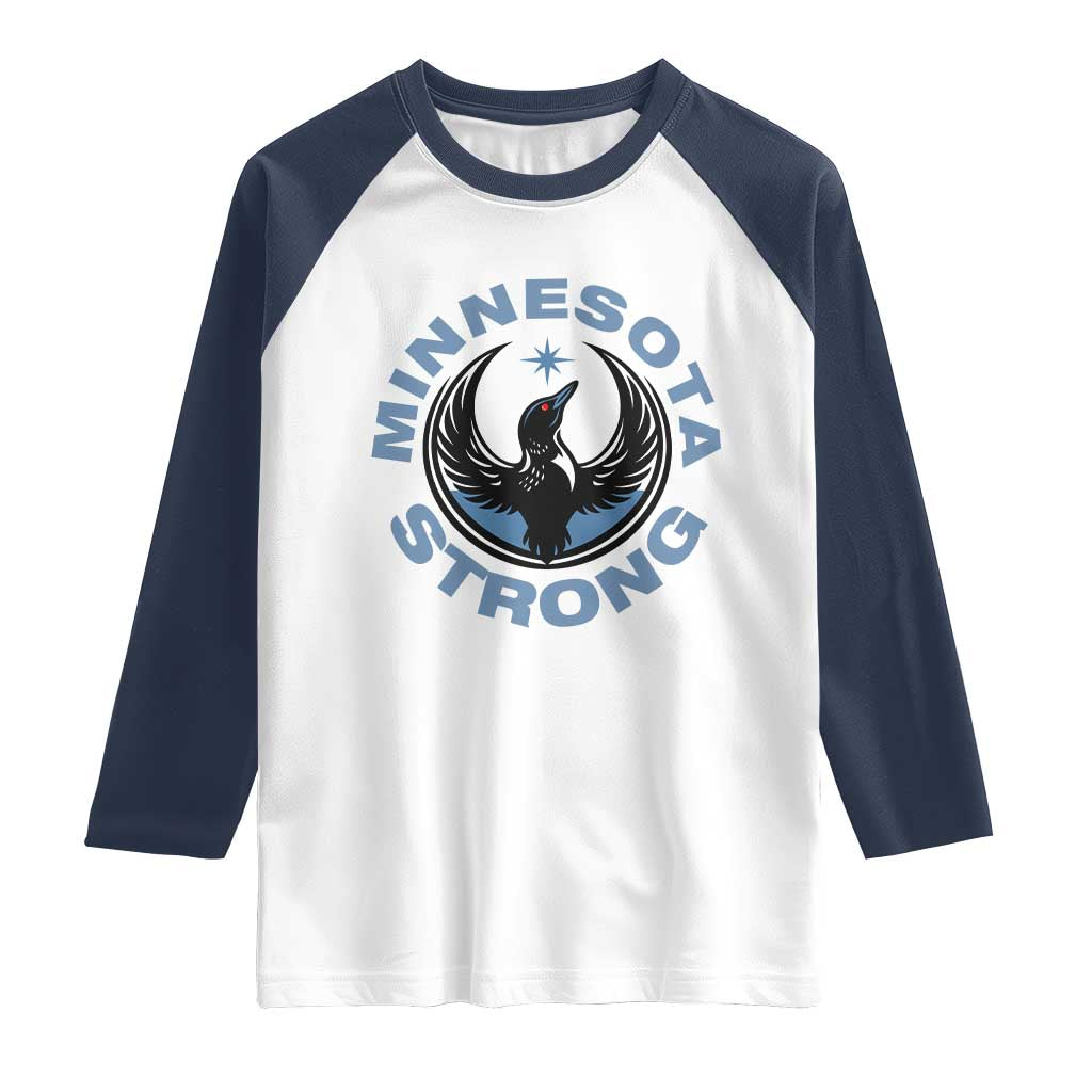 Minnesota Strong Raglan Shirt MN State Bird Loon Resistance Political Protest TS14 White Navy Print Your Wear