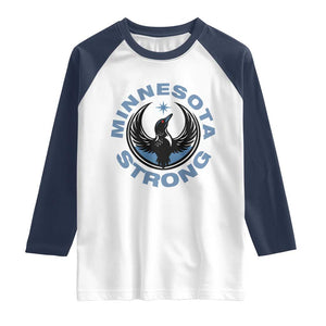 Minnesota Strong Raglan Shirt MN State Bird Loon Resistance Political Protest TS14 White Navy Print Your Wear