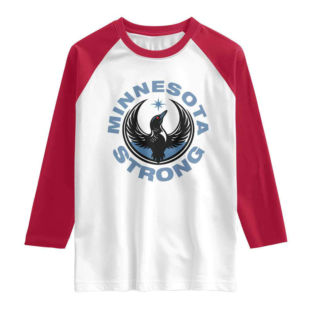 Minnesota Strong Raglan Shirt MN State Bird Loon Resistance Political Protest TS14 White Red Print Your Wear