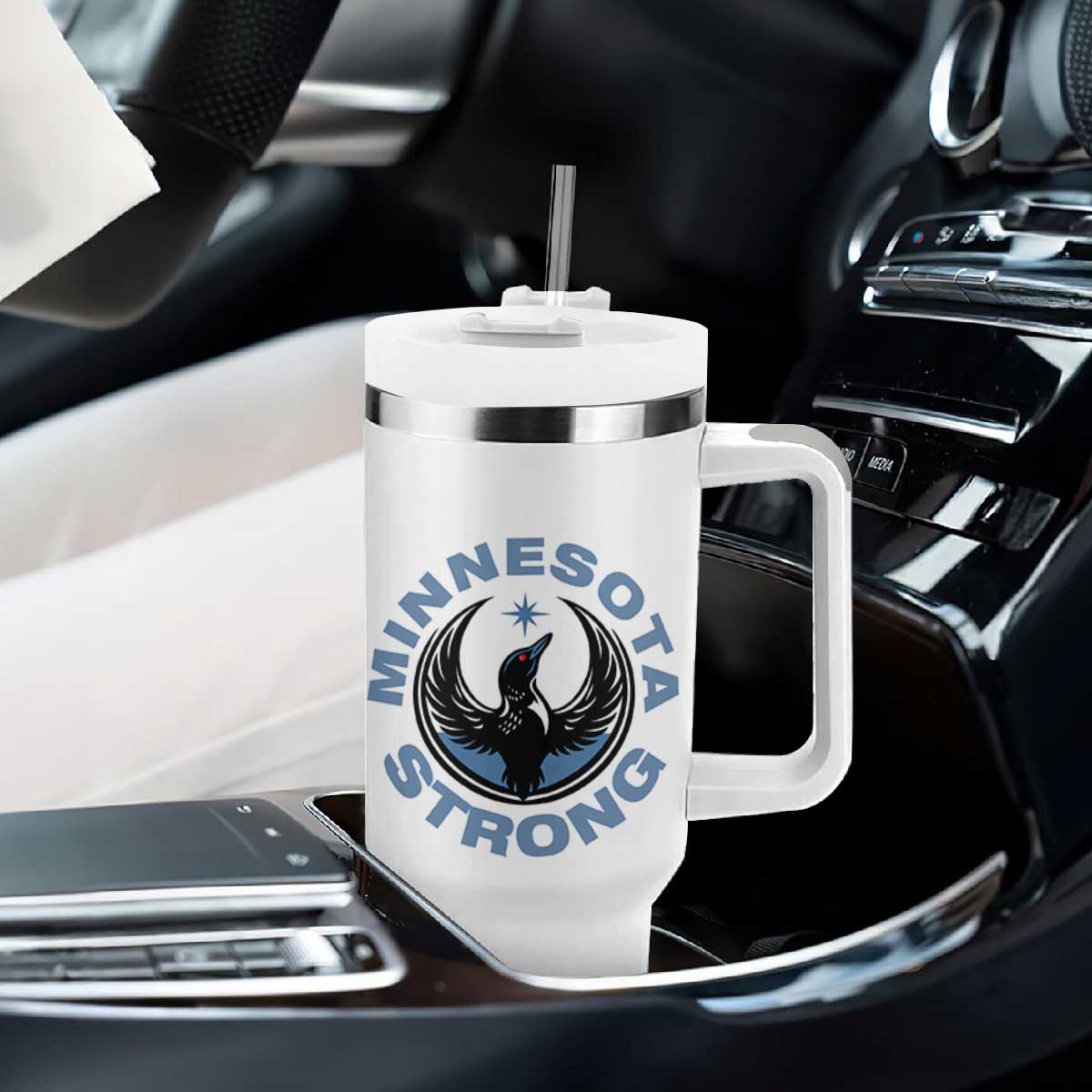Minnesota Strong Tumbler With Handle MN State Bird Loon Resistance Political Protest TS14 Print Your Wear
