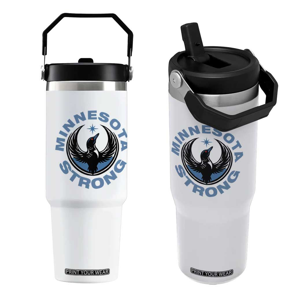 Minnesota Strong Flip Straw Tumbler MN State Bird Loon Resistance Political Protest TS14 One Size: 30 oz White Print Your Wear