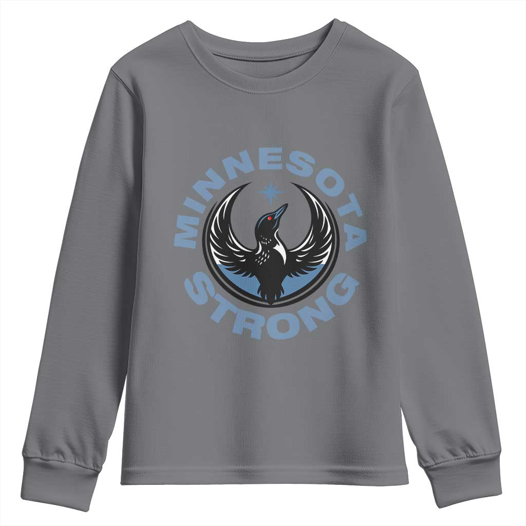 Minnesota Strong Youth Sweatshirt MN State Bird Loon Resistance Political Protest TS14 Charcoal Print Your Wear