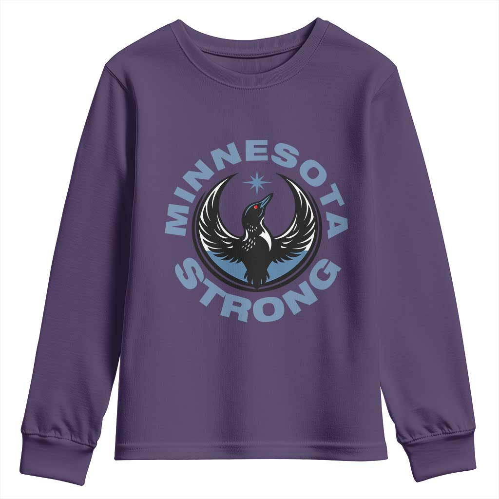 Minnesota Strong Youth Sweatshirt MN State Bird Loon Resistance Political Protest TS14 Purple Print Your Wear