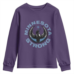 Minnesota Strong Youth Sweatshirt MN State Bird Loon Resistance Political Protest TS14 Purple Print Your Wear