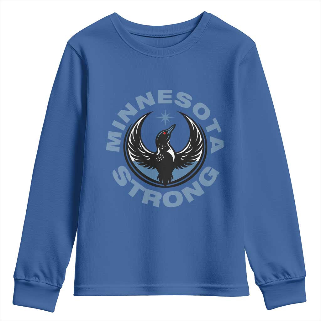 Minnesota Strong Youth Sweatshirt MN State Bird Loon Resistance Political Protest TS14 Royal Blue Print Your Wear