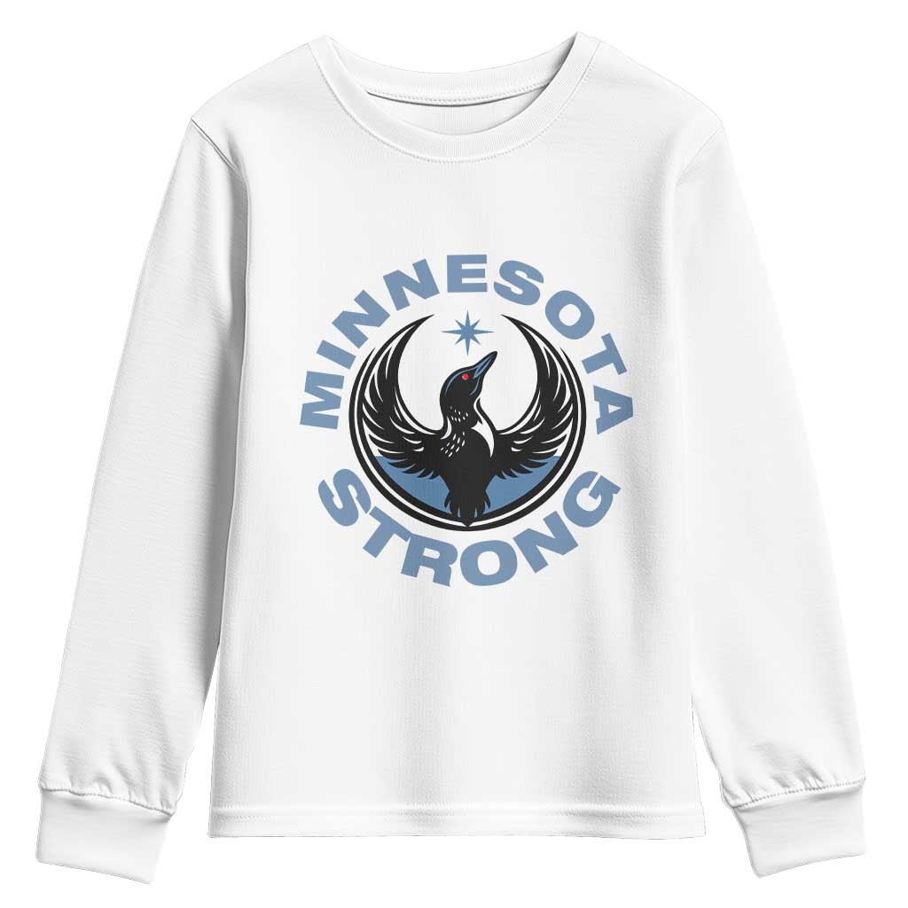 Minnesota Strong Youth Sweatshirt MN State Bird Loon Resistance Political Protest TS14 White Print Your Wear