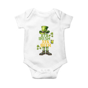 67 Irish 33 Beer Baby Onesie Funny Six Seven Leprechaun Drinking Beer Lover TS14 White Print Your Wear