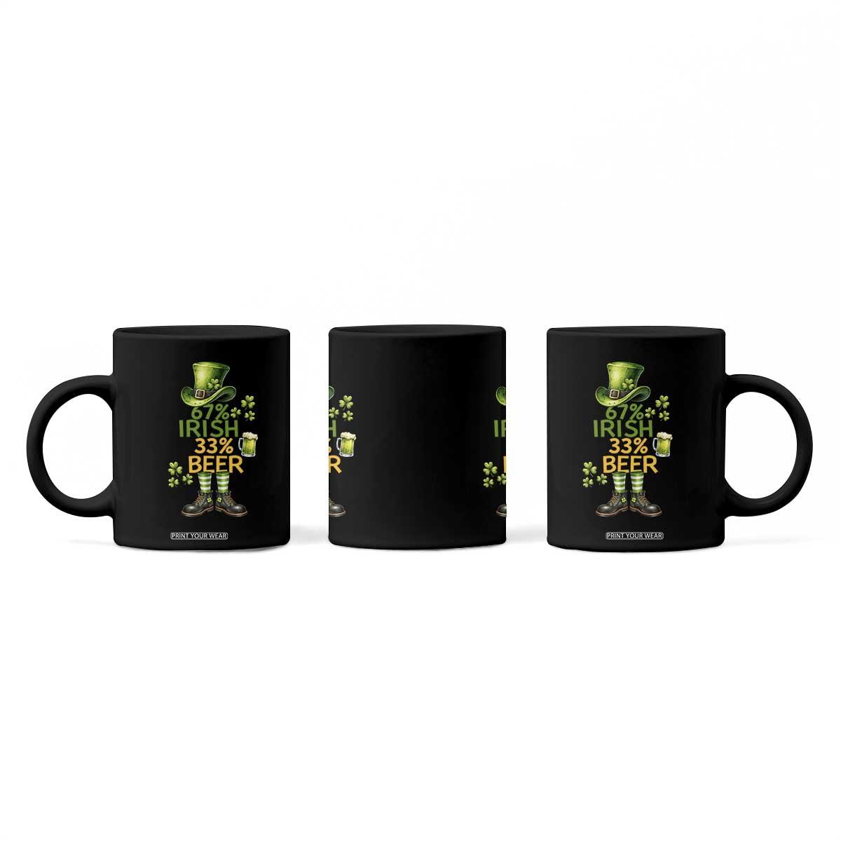 67 Irish 33 Beer Coffee Mug Funny Six Seven Leprechaun Drinking Beer Lover TS14 Print Your Wear