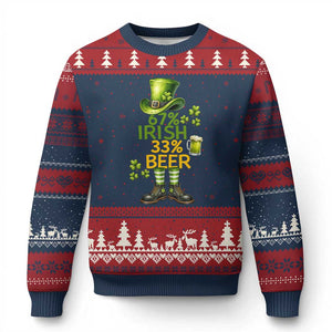 67 Irish 33 Beer Ugly Christmas Sweater Funny Six Seven Leprechaun Drinking Beer Lover TS14 Navy Red Print Your Wear