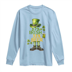 67 Irish 33 Beer Long Sleeve Shirt Funny Six Seven Leprechaun Drinking Beer Lover TS14 Light Blue Print Your Wear