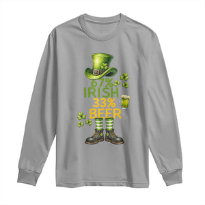 67 Irish 33 Beer Long Sleeve Shirt Funny Six Seven Leprechaun Drinking Beer Lover TS14 Sport Gray Print Your Wear