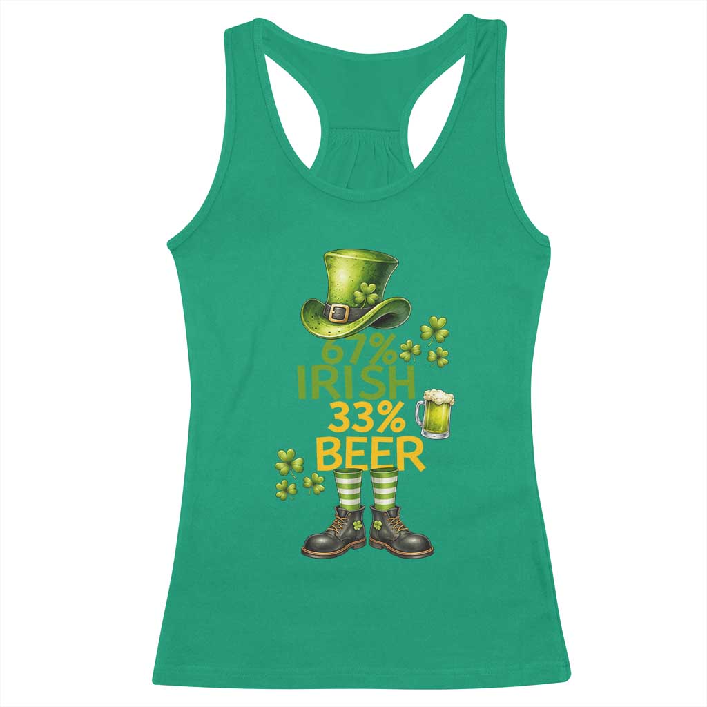 67 Irish 33 Beer Racerback Tank Top Funny Six Seven Leprechaun Drinking Beer Lover TS14 Irish Green Print Your Wear