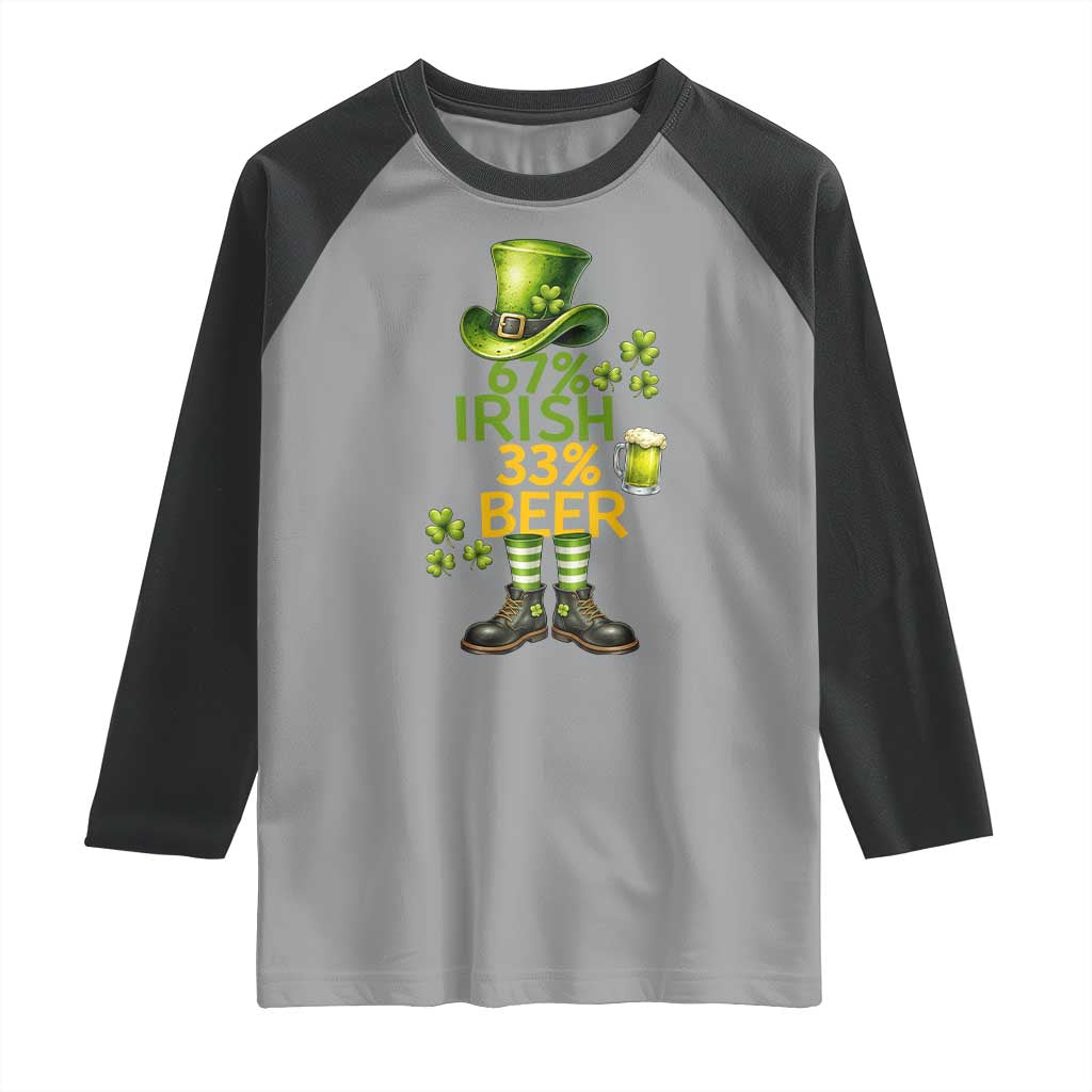 67 Irish 33 Beer Raglan Shirt Funny Six Seven Leprechaun Drinking Beer Lover TS14 Sport Gray Black Print Your Wear