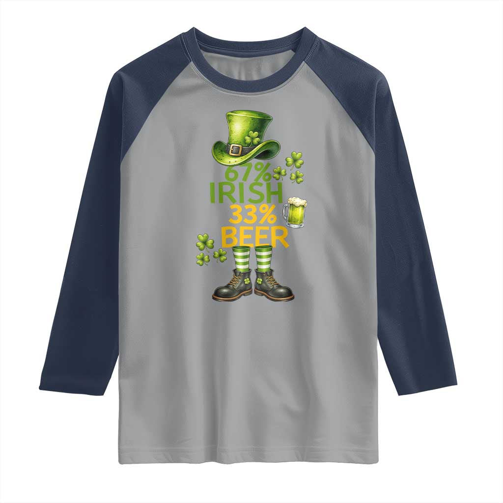 67 Irish 33 Beer Raglan Shirt Funny Six Seven Leprechaun Drinking Beer Lover TS14 Sport Gray Navy Print Your Wear