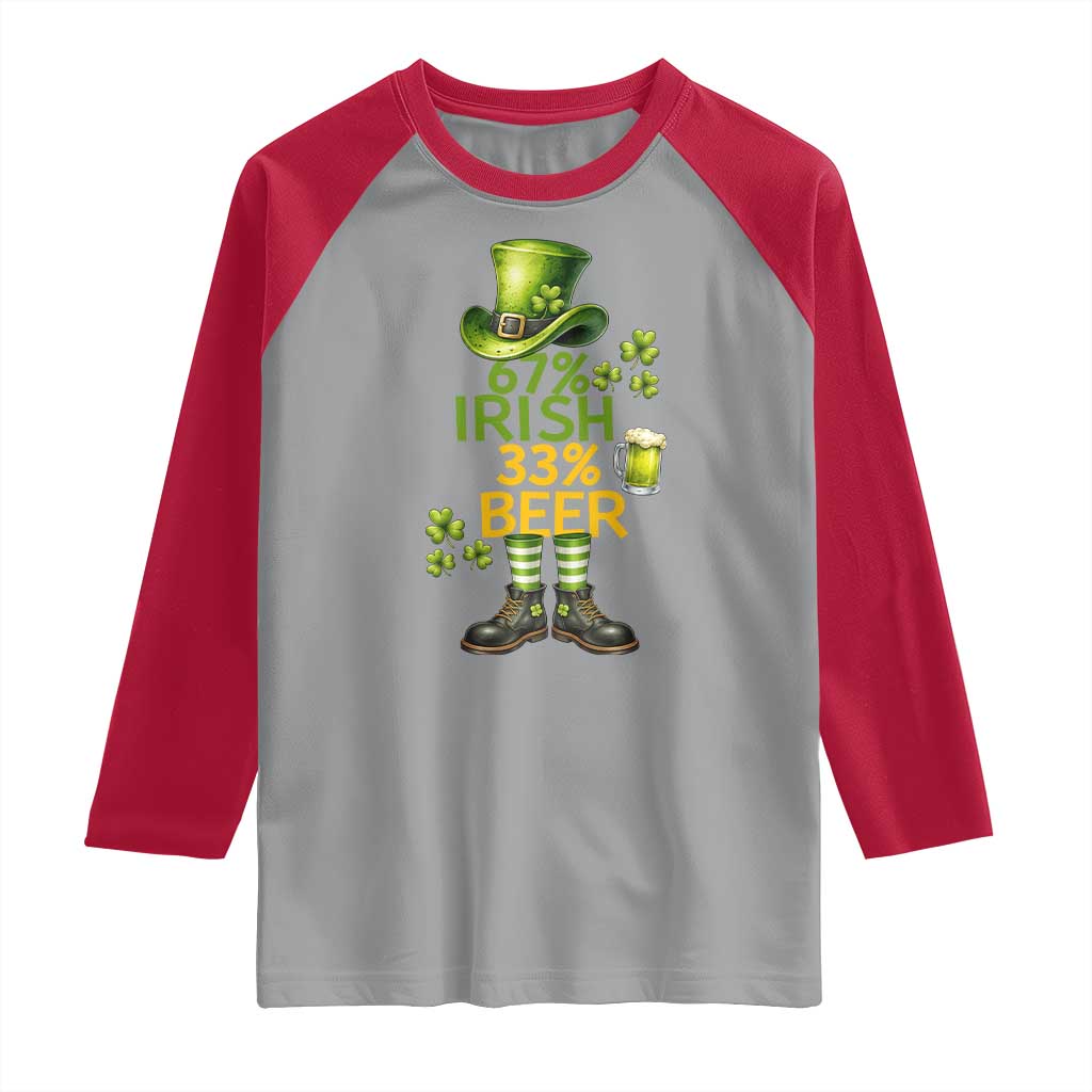 67 Irish 33 Beer Raglan Shirt Funny Six Seven Leprechaun Drinking Beer Lover TS14 Sport Gray Red Print Your Wear