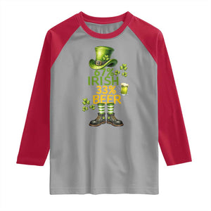 67 Irish 33 Beer Raglan Shirt Funny Six Seven Leprechaun Drinking Beer Lover TS14 Sport Gray Red Print Your Wear