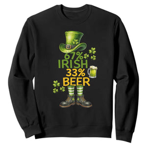 67 Irish 33 Beer Sweatshirt Funny Six Seven Leprechaun Drinking Beer Lover TS14 Black Print Your Wear