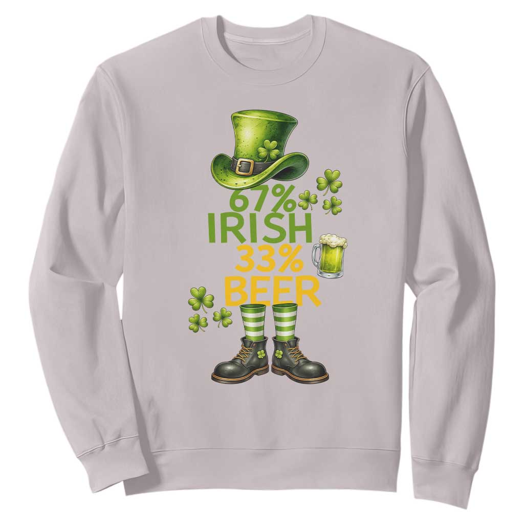 67 Irish 33 Beer Sweatshirt Funny Six Seven Leprechaun Drinking Beer Lover TS14 Ice Gray Print Your Wear