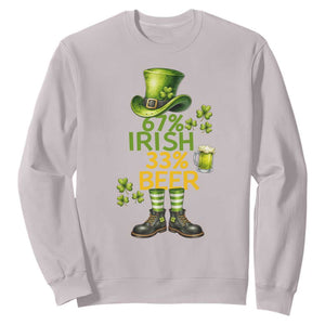 67 Irish 33 Beer Sweatshirt Funny Six Seven Leprechaun Drinking Beer Lover TS14 Ice Gray Print Your Wear