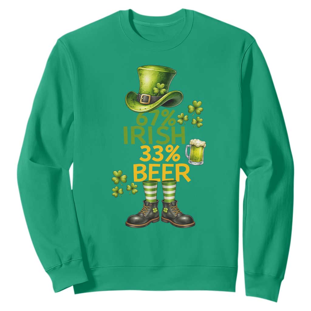 67 Irish 33 Beer Sweatshirt Funny Six Seven Leprechaun Drinking Beer Lover TS14 Irish Green Print Your Wear