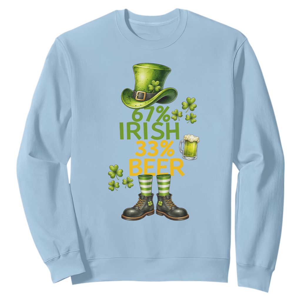 67 Irish 33 Beer Sweatshirt Funny Six Seven Leprechaun Drinking Beer Lover TS14 Light Blue Print Your Wear