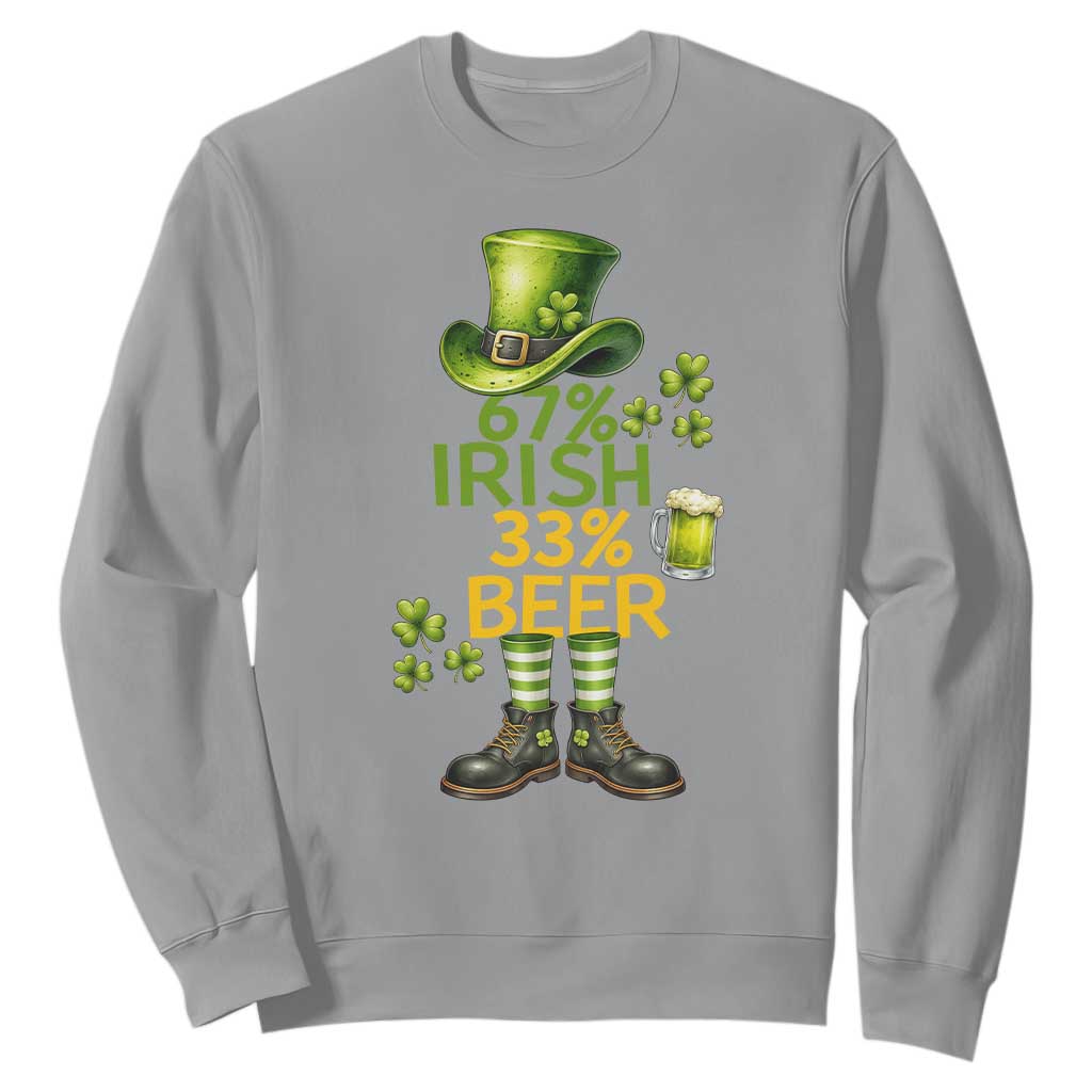 67 Irish 33 Beer Sweatshirt Funny Six Seven Leprechaun Drinking Beer Lover TS14 Sport Gray Print Your Wear