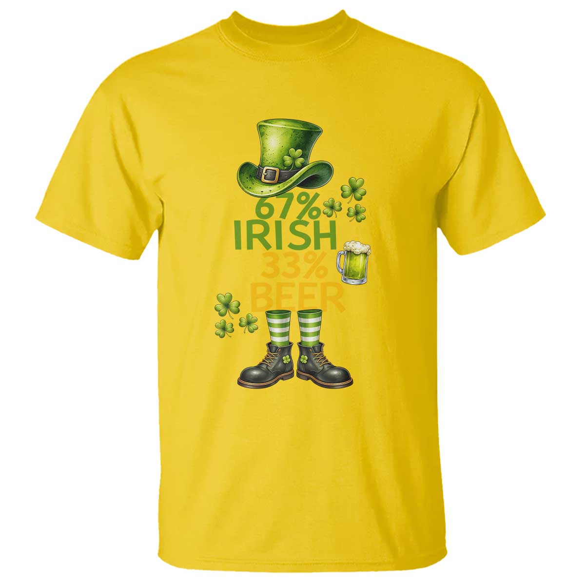 67 Irish 33 Beer T Shirt Funny Six Seven Leprechaun Drinking Beer Lover TS14 Daisy Print Your Wear
