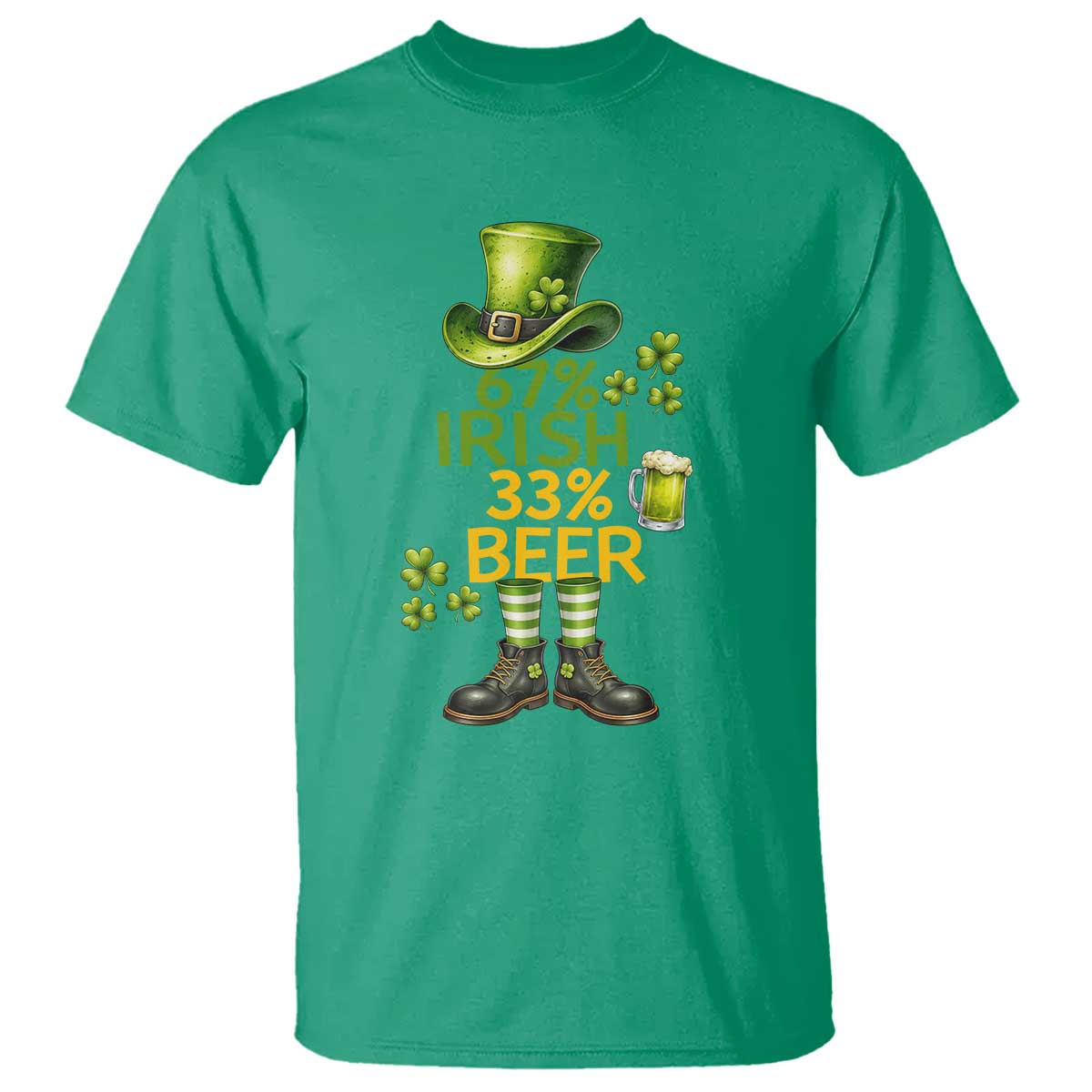 67 Irish 33 Beer T Shirt Funny Six Seven Leprechaun Drinking Beer Lover TS14 Irish Green Print Your Wear