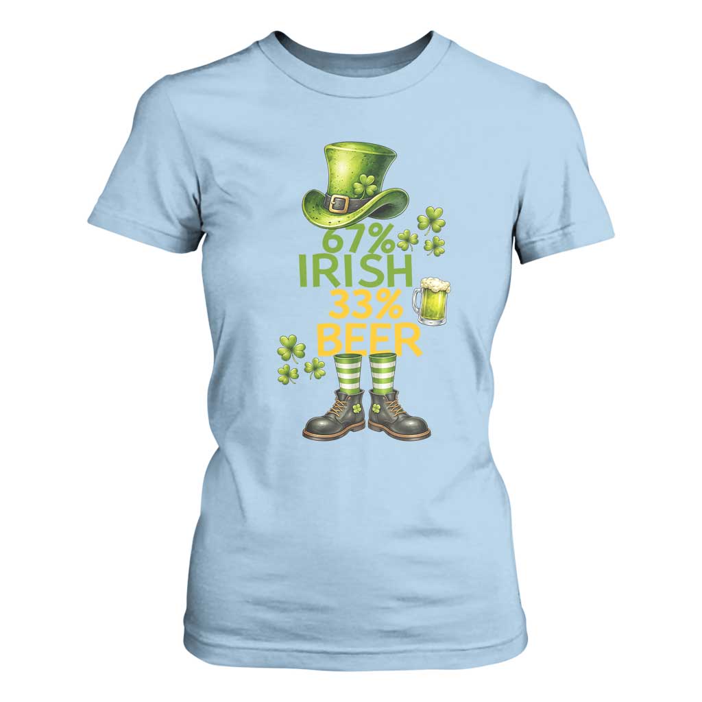 67 Irish 33 Beer T Shirt For Women Funny Six Seven Leprechaun Drinking Beer Lover TS14 Light Blue Print Your Wear