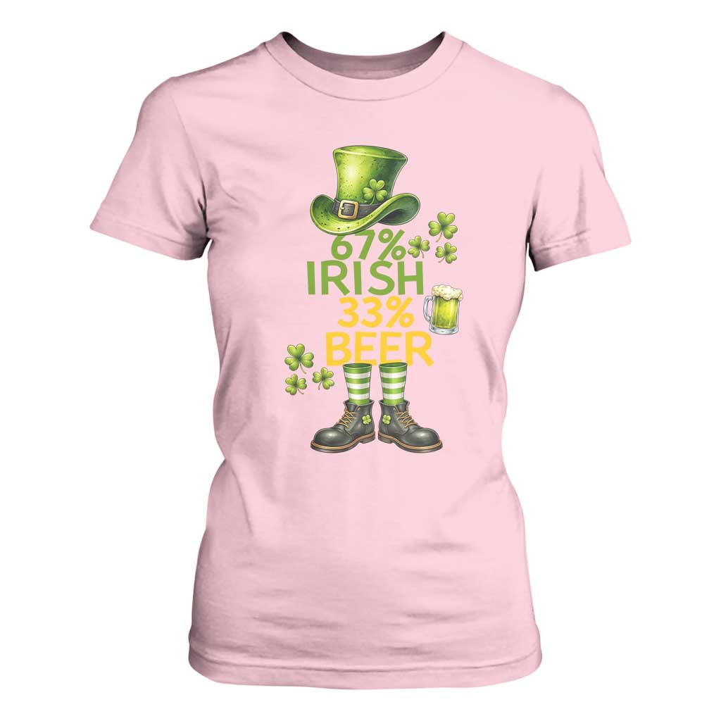 67 Irish 33 Beer T Shirt For Women Funny Six Seven Leprechaun Drinking Beer Lover TS14 Light Pink Print Your Wear