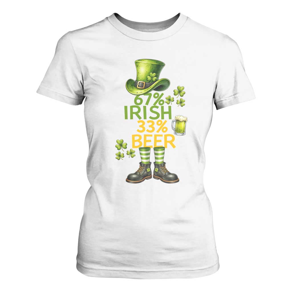67 Irish 33 Beer T Shirt For Women Funny Six Seven Leprechaun Drinking Beer Lover TS14 White Print Your Wear