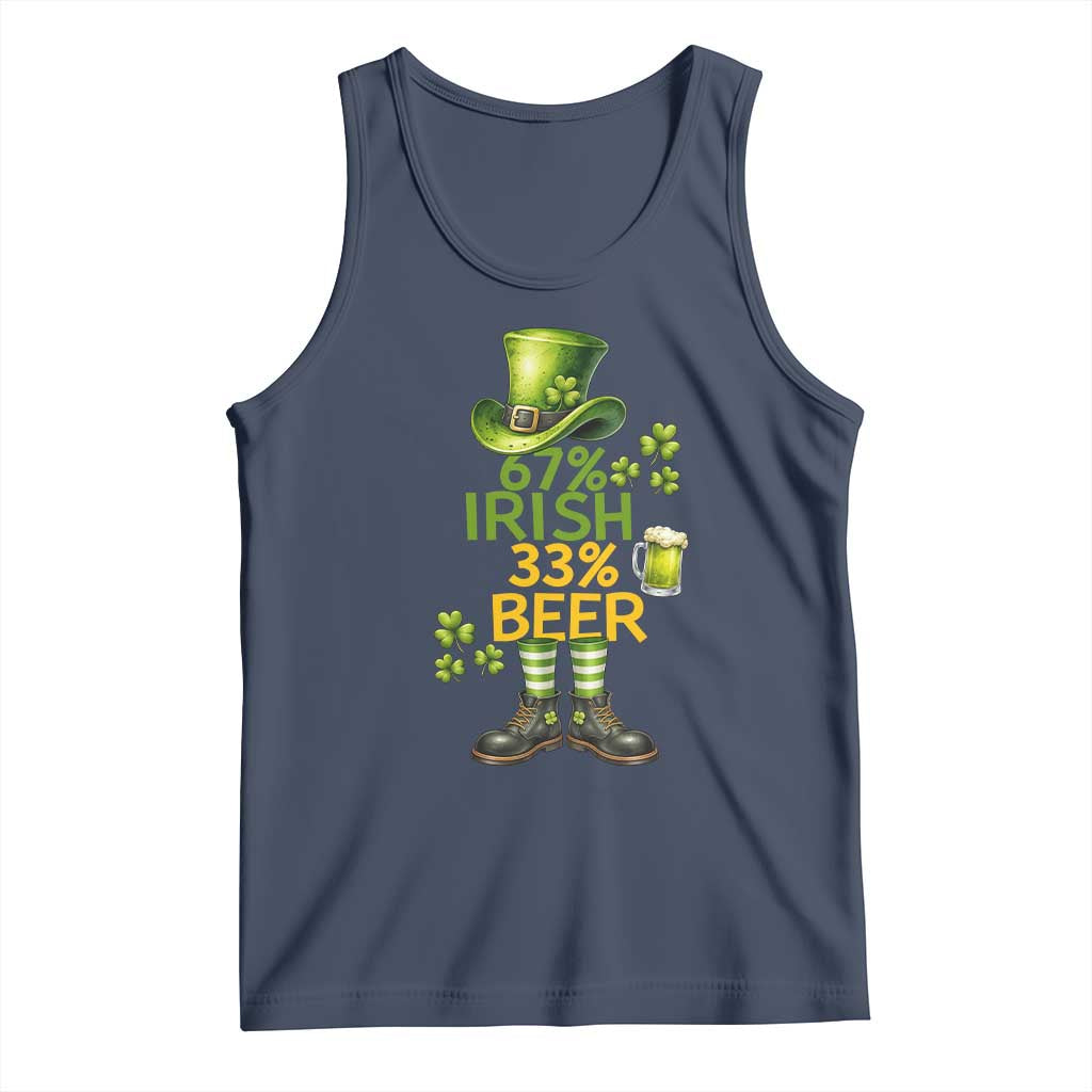 67 Irish 33 Beer Tank Top Funny Six Seven Leprechaun Drinking Beer Lover TS14 Navy Print Your Wear