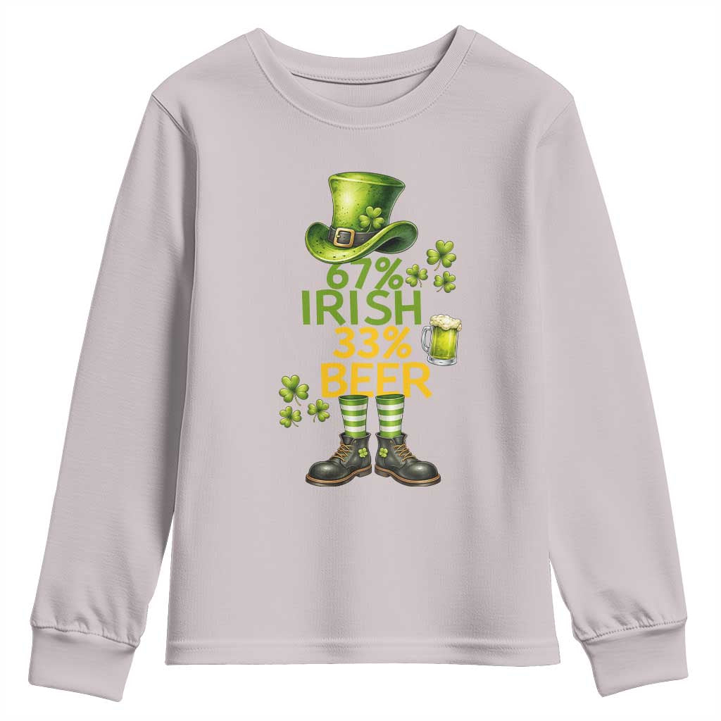 67 Irish 33 Beer Youth Sweatshirt Funny Six Seven Leprechaun Drinking Beer Lover TS14 Ice Gray Print Your Wear