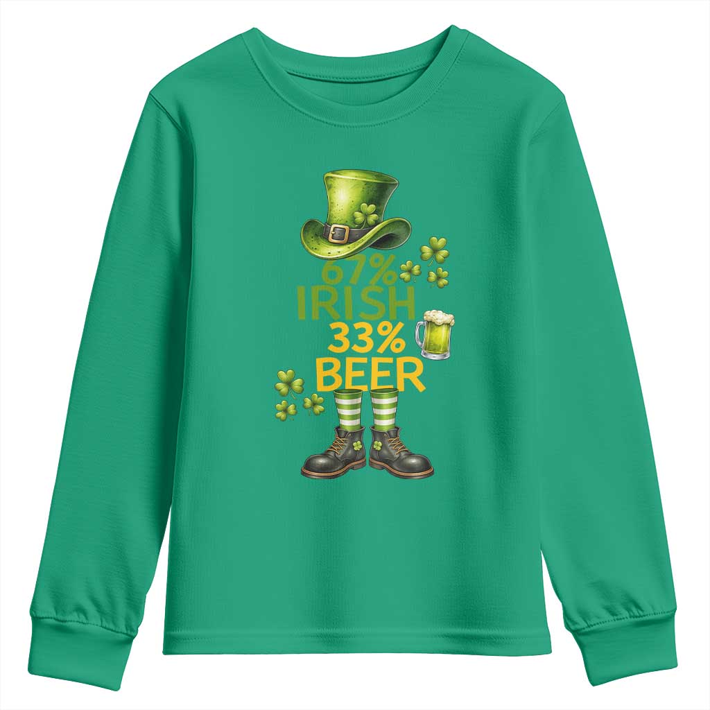 67 Irish 33 Beer Youth Sweatshirt Funny Six Seven Leprechaun Drinking Beer Lover TS14 Irish Green Print Your Wear