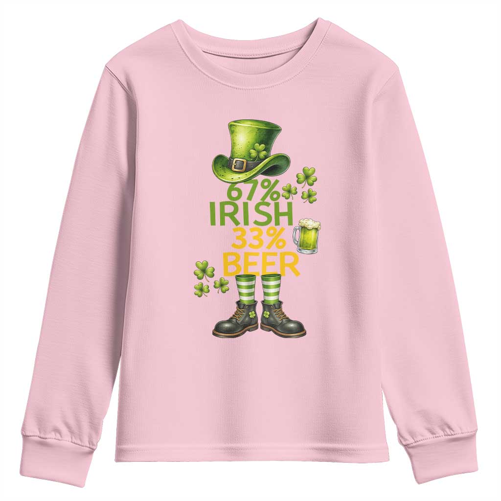 67 Irish 33 Beer Youth Sweatshirt Funny Six Seven Leprechaun Drinking Beer Lover TS14 Light Pink Print Your Wear