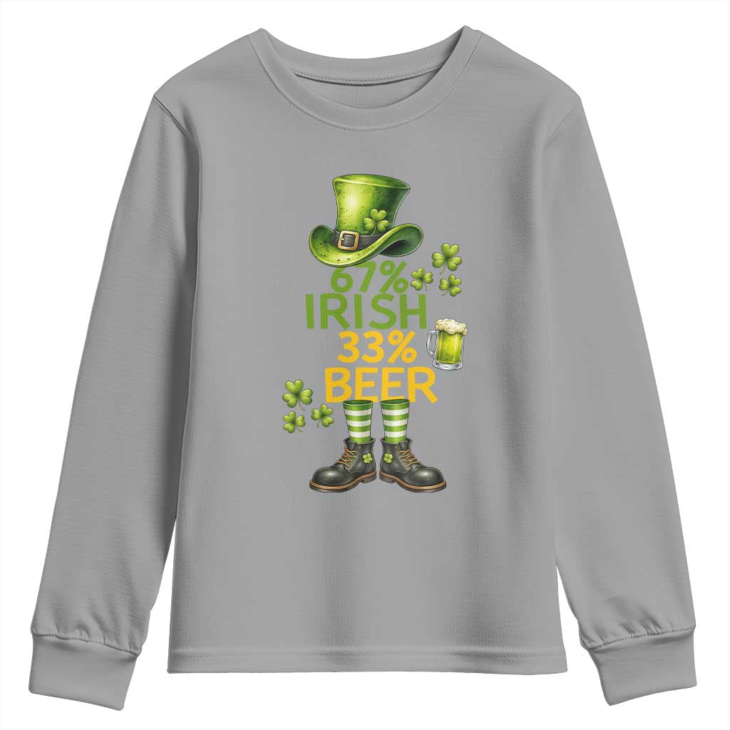 67 Irish 33 Beer Youth Sweatshirt Funny Six Seven Leprechaun Drinking Beer Lover TS14 Sport Gray Print Your Wear