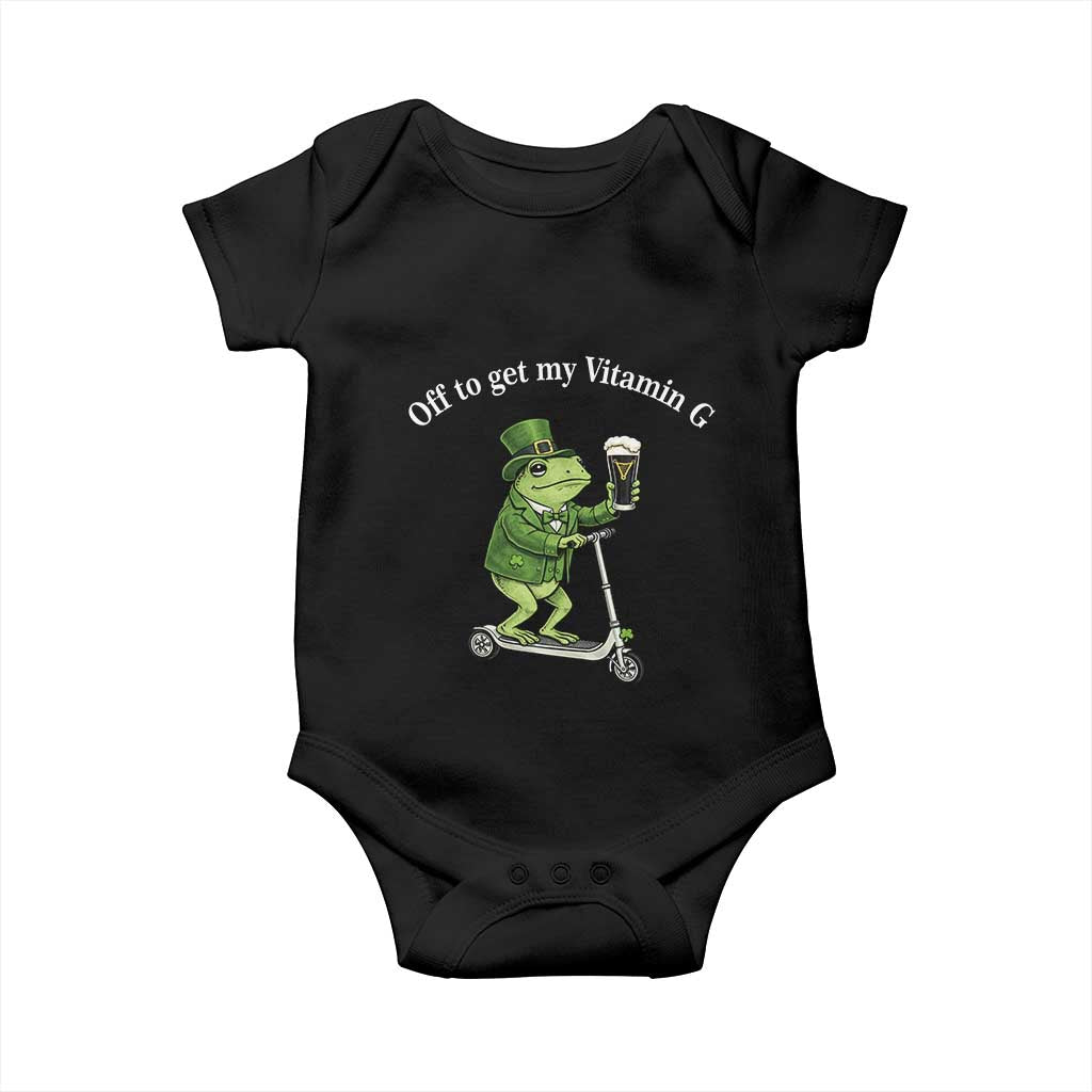 Funny Frog St Patricks Day Meme Baby Onesie Vitamin G Irish Beer TS14 Black Print Your Wear