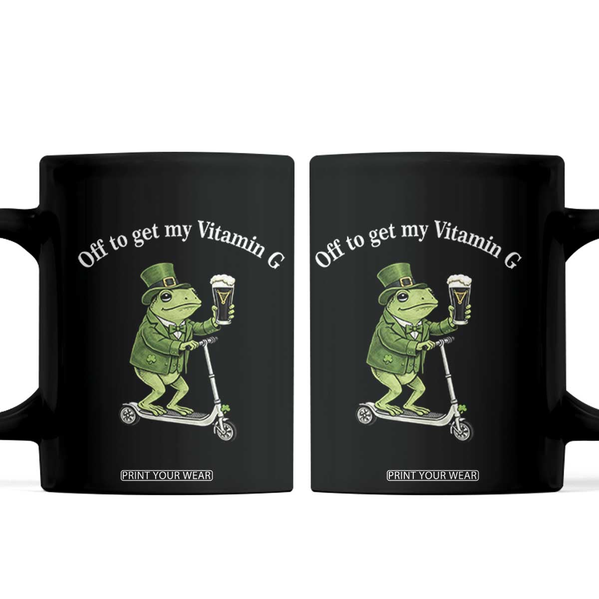 Funny Frog St Patricks Day Meme Coffee Mug Vitamin G Irish Beer TS14 Black Print Your Wear