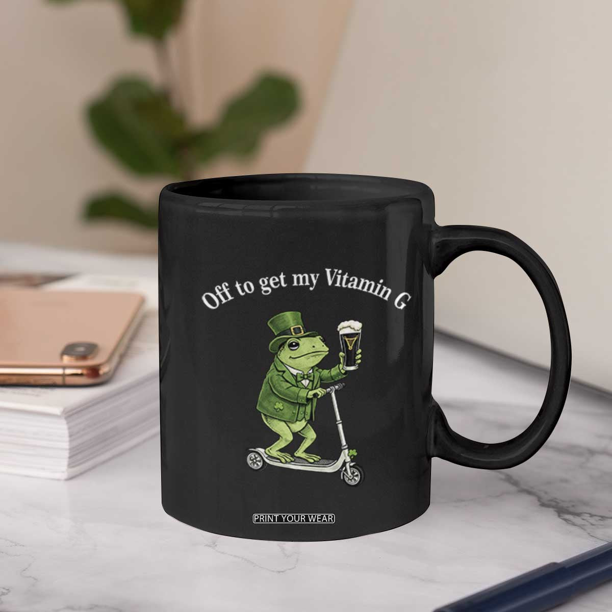 Funny Frog St Patricks Day Meme Coffee Mug Vitamin G Irish Beer TS14 Print Your Wear