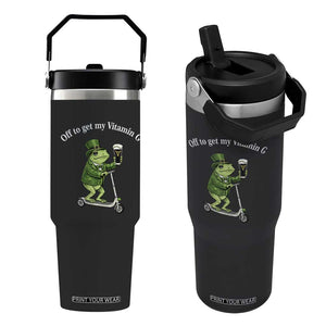 Funny Frog St Patricks Day Meme Flip Straw Tumbler Vitamin G Irish Beer TS14 One Size: 30 oz Black Print Your Wear