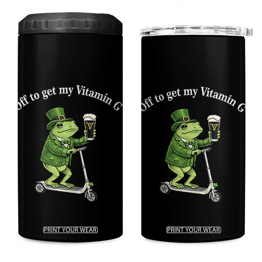 Funny Frog St Patricks Day Meme 4 in 1 Can Cooler Tumbler Vitamin G Irish Beer TS14 One Size: 16 oz Black Print Your Wear