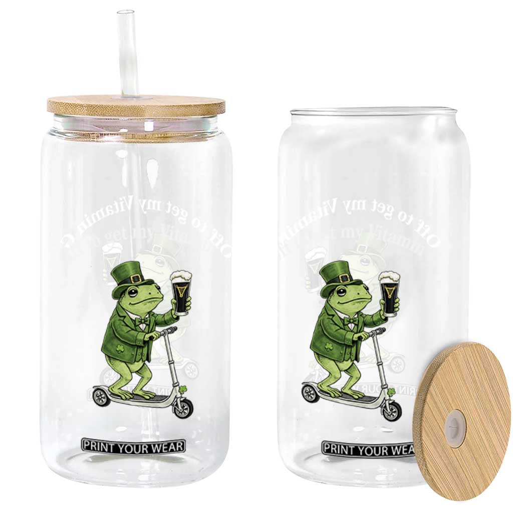 Funny Frog St Patricks Day Meme Glass Can Vitamin G Irish Beer TS14 Print Your Wear